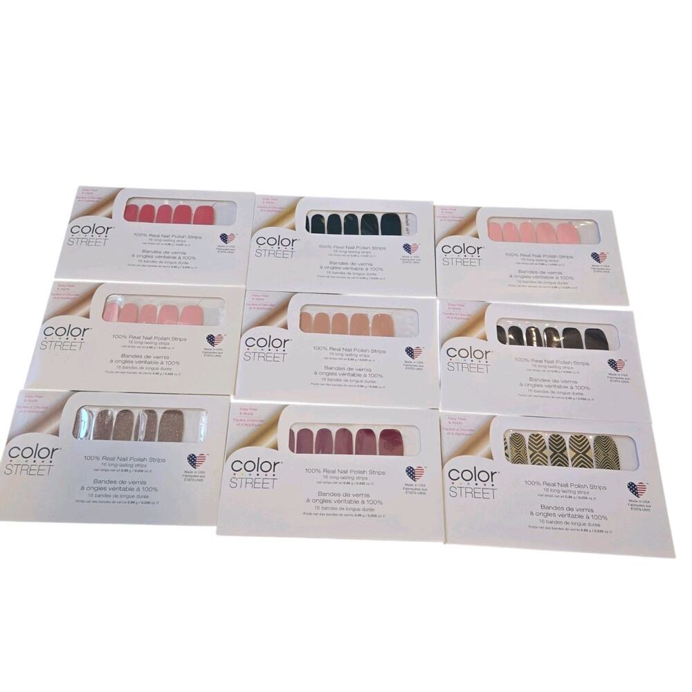 Lot‎ of 9 Color Street Nail Polish Strips 100% Real Polish Mix Sealed